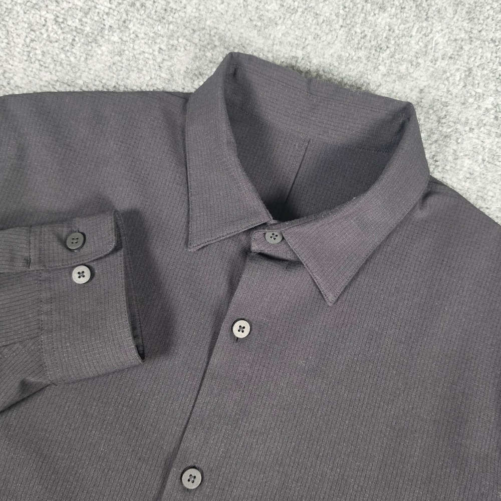 Lululemon Airing Easy Shirt Mens L Black Ventlight Mesh Long Sleeve Button Down